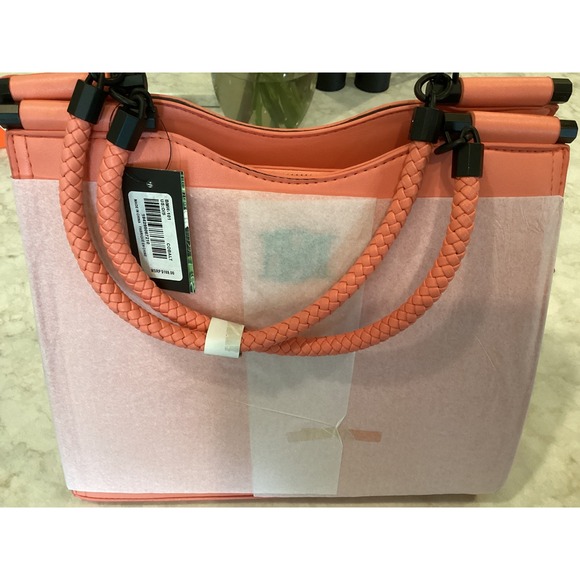 NMD‎ Coral Satchel Bag Braided Handle Crossbody Purse Zip Pocket NEW - Picture 10 of 10